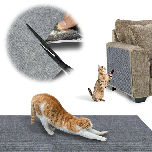Devopet Trimmable Self-Adhesive Cat Scratch Carpet Mat 78.7"x15.7" Cat Scratch Furniture Protector Replacement for Cat Tree Shelf Shelves and Cat Scratching Post Cat Scratcher Cat Wall Furniture