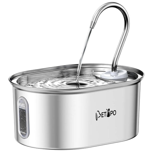 Stainless Steel Cat Water Fountain 3.2L/108oz 304 Stainless Cat Fountain for Drinking Pet Water Fountain for Cats Inside BPA-Free Dog Water Dispenser with 2 Flow Modes for Cats Dogs Multiple Pets